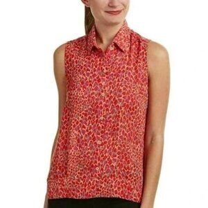 CAbi 3270 Heartbreaker Blouse Sleeveless Blouse Red Cheetah Print Sz Med EUC